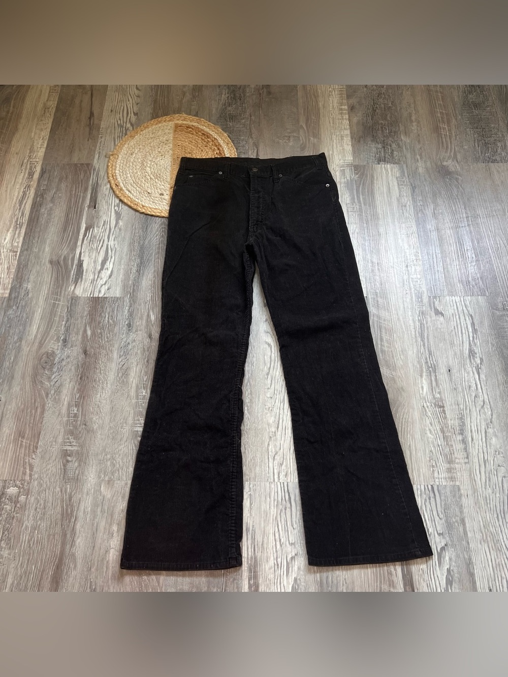 LEVI'S Vtg Sta-prest White Tab Black Corduroy Mens Pants